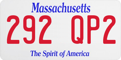 MA license plate 292QP2