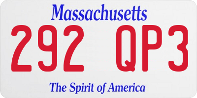 MA license plate 292QP3