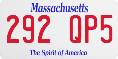 MA license plate 292QP5