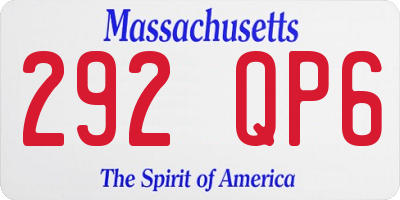 MA license plate 292QP6