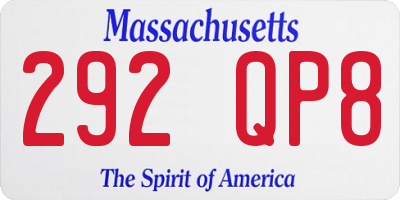 MA license plate 292QP8