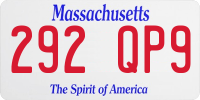 MA license plate 292QP9