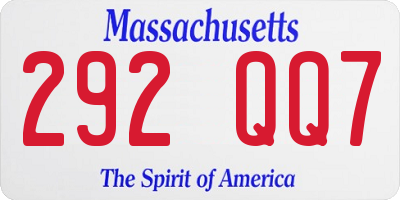 MA license plate 292QQ7