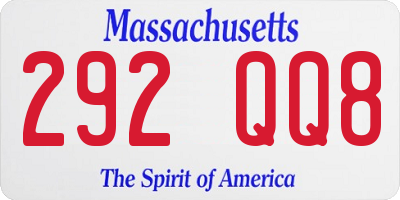 MA license plate 292QQ8