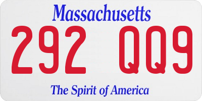 MA license plate 292QQ9