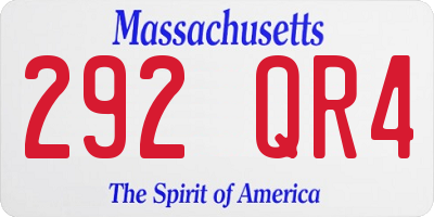 MA license plate 292QR4