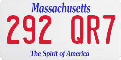 MA license plate 292QR7
