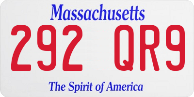 MA license plate 292QR9
