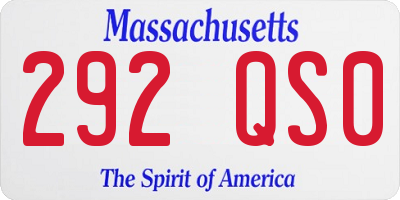 MA license plate 292QS0