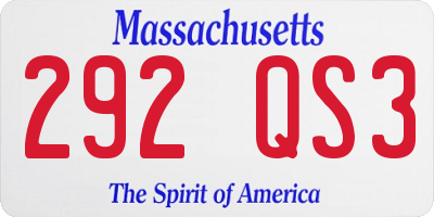 MA license plate 292QS3