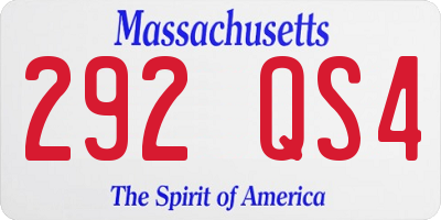 MA license plate 292QS4