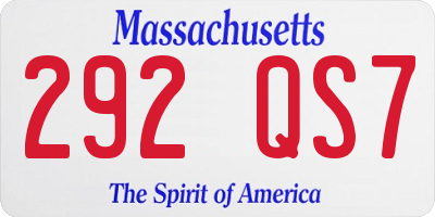MA license plate 292QS7