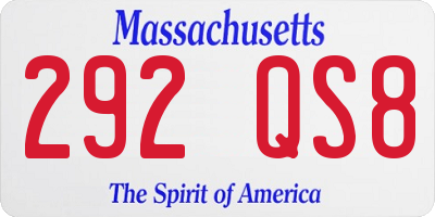 MA license plate 292QS8