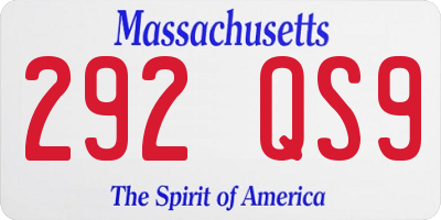 MA license plate 292QS9