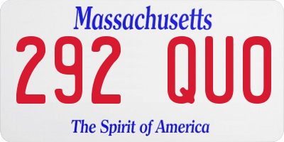 MA license plate 292QU0