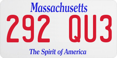 MA license plate 292QU3