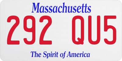 MA license plate 292QU5