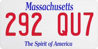 MA license plate 292QU7