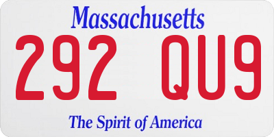 MA license plate 292QU9