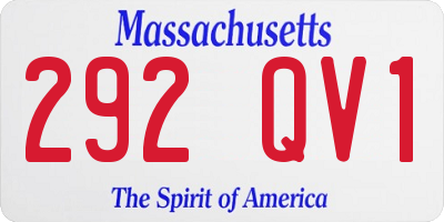 MA license plate 292QV1