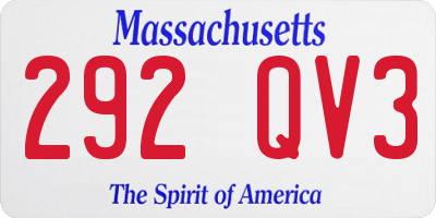 MA license plate 292QV3
