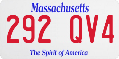 MA license plate 292QV4