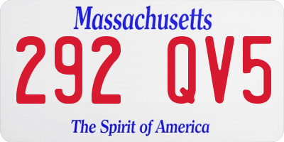 MA license plate 292QV5