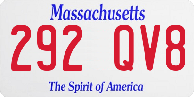 MA license plate 292QV8