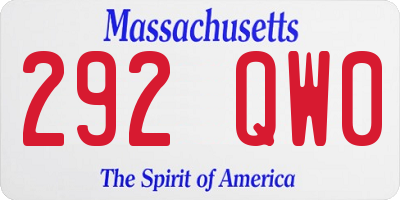 MA license plate 292QW0