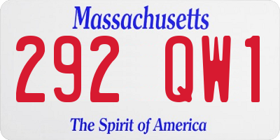 MA license plate 292QW1