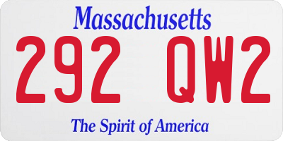 MA license plate 292QW2