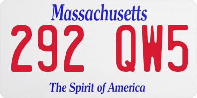 MA license plate 292QW5