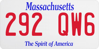 MA license plate 292QW6