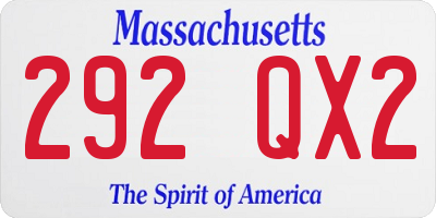 MA license plate 292QX2