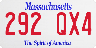 MA license plate 292QX4