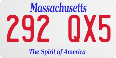 MA license plate 292QX5