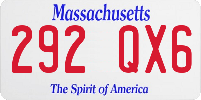 MA license plate 292QX6