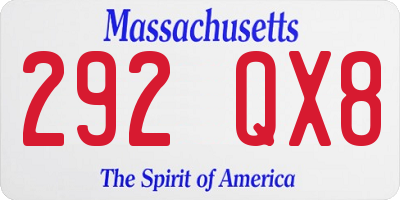 MA license plate 292QX8