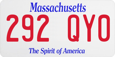 MA license plate 292QY0