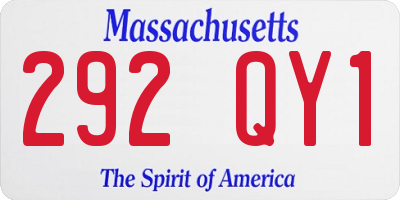 MA license plate 292QY1
