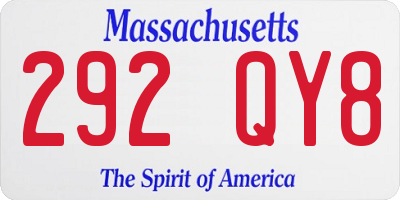 MA license plate 292QY8