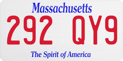 MA license plate 292QY9