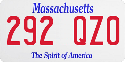 MA license plate 292QZ0