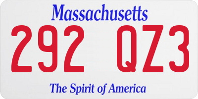 MA license plate 292QZ3