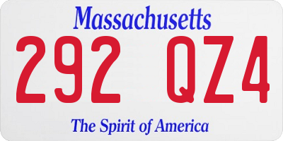 MA license plate 292QZ4