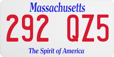 MA license plate 292QZ5