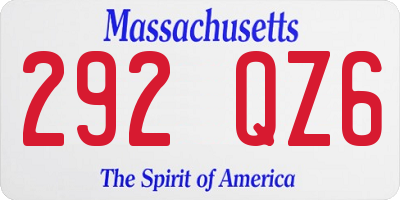 MA license plate 292QZ6