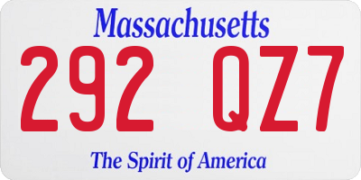 MA license plate 292QZ7