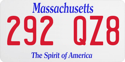 MA license plate 292QZ8