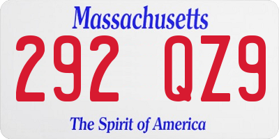 MA license plate 292QZ9